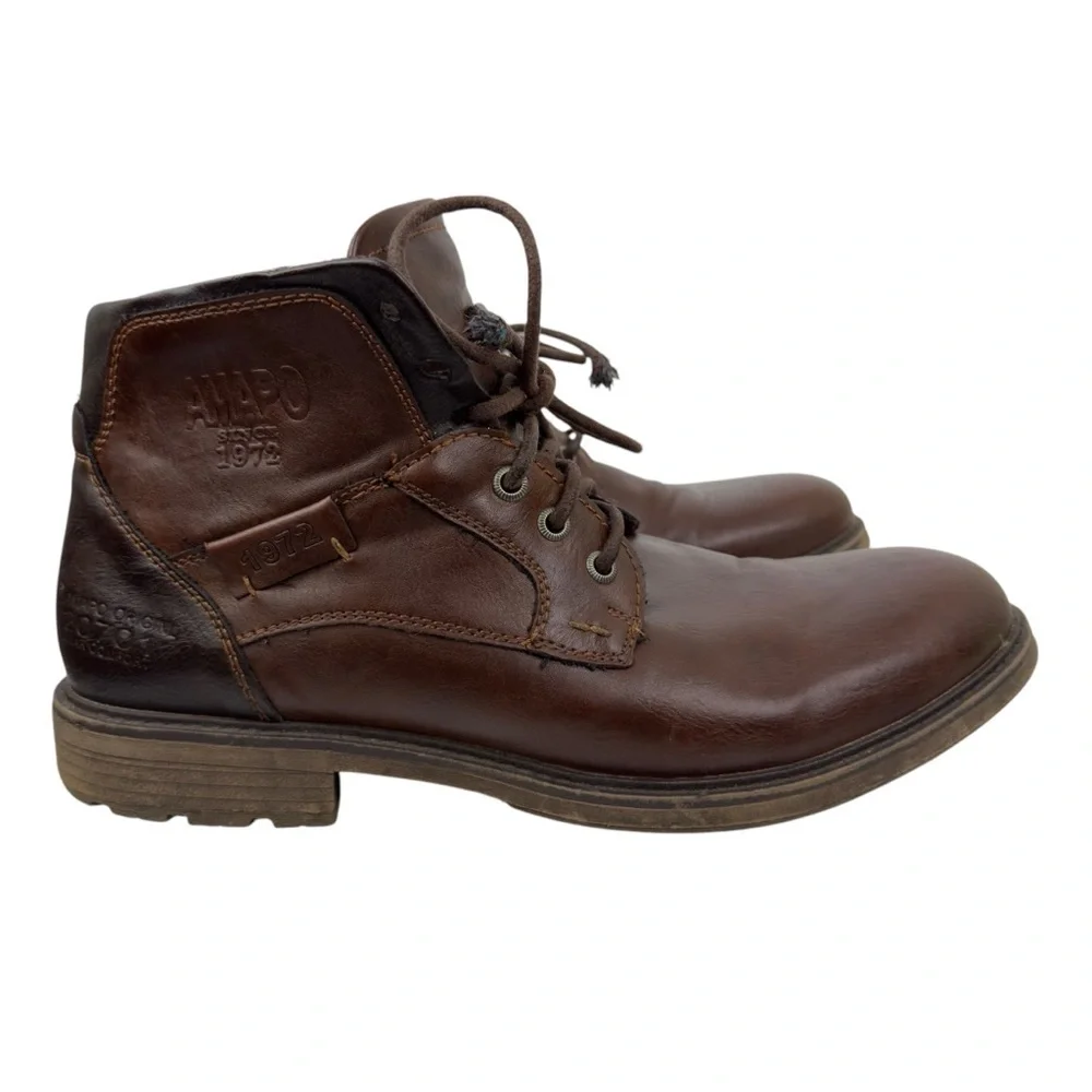 AMAPO Men Oxford Boots Buckle Dress Lace Up Boots Lace-Up Side Zip SZ 11